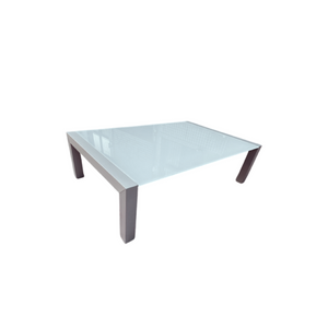 Dune Modern Minimalist Frosted Glass and Metal Coffee Table