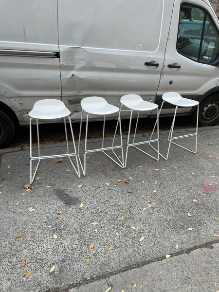 Pair of White Metal Poppins Bar Stools (Multiple Pairs Available)