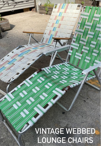 Vintage Webbed Outdoor Aluminum Folding Lounge Chairs - Various Colors Available