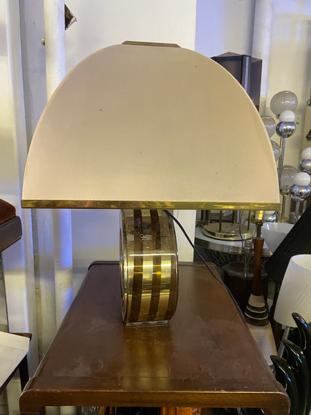 Italian Lucite Lamp - Gold, Black and White