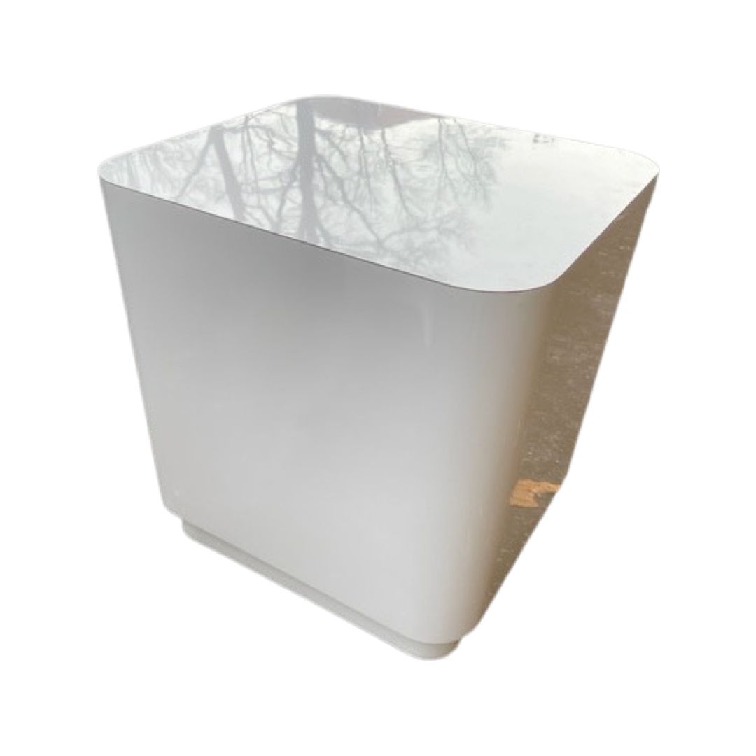 Postmodern Rounded White Cube Plinth Table