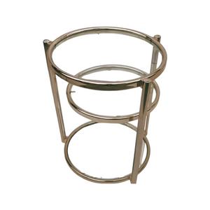 Postmodern Brass Round Adjustable Side Table
