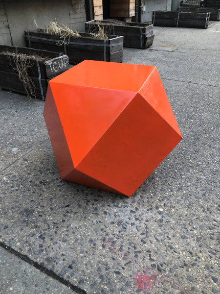 Orange Painted Wood Hexagon Stool or Small Table