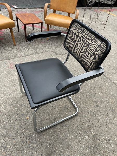 Pairs of Black Leather and Upholstry Cesca Dining Chairs Originally Designed by Marcel Breuer (6 Total Chairs Available)