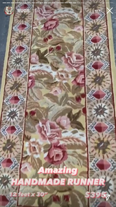 Handmade Yellow and Pink Floral Runner 12x2.5’