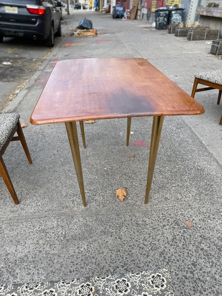 Small Wood Dining Table with Designer Gold Legs