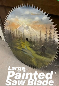 Large Painted Saw Blade Landscape