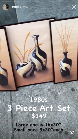 Triptych Vase Art  1980s