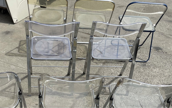 Pair of Chrome and Lucite Folding Chairs