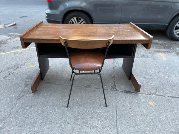 Postmodern Black and Wood Veneer Desk (Clifford Pascoe Desk Chair Sold Separately)