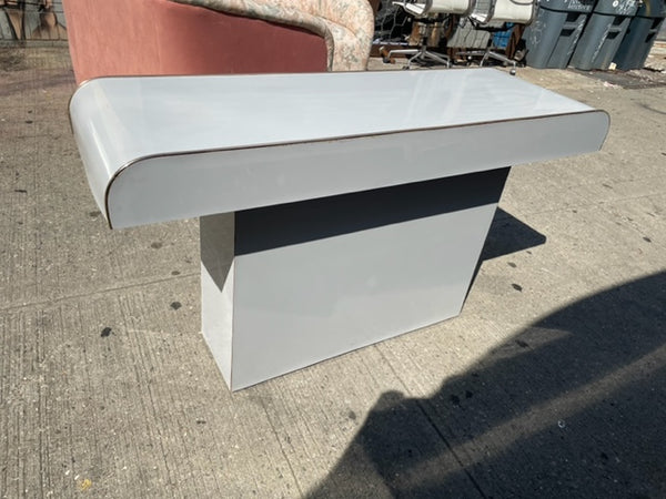 Postmodernist Grey Laminate Console Table with Gold Trim