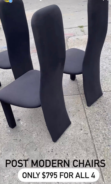 Set of 4 Black Postmodern Pyra Roche Bobois Style Dining Chairs