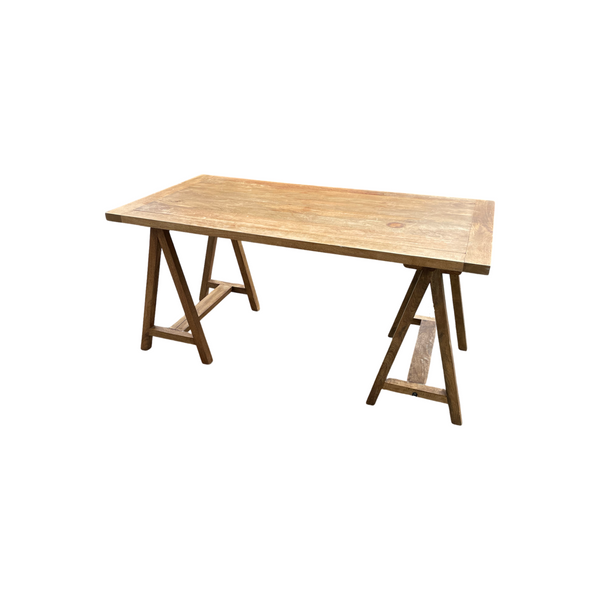 Rustic Wood Dining Table or Large Desk with Sawhorse Base (Chairs Sold Separately)