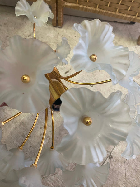 Rare Art Deco Glass Flower Chandelier