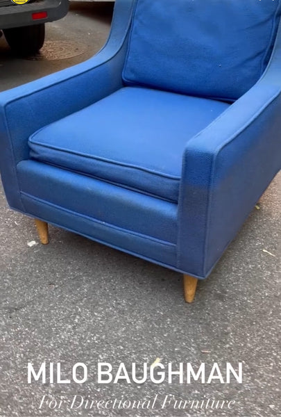 Milo Baughman for Directional Furniture Blue Square Lounge Chair