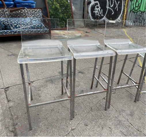 Single Acrylic and Chrome Bar and Counter Stool (Not Actual Photo of Items)