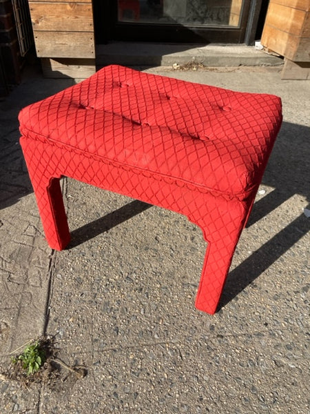 Parsons Style Red Tufted Ottoman Bench