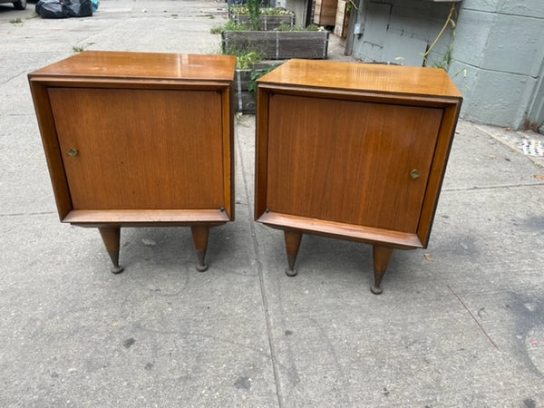 Pair of Mcm Cube Nightstand Cabinets