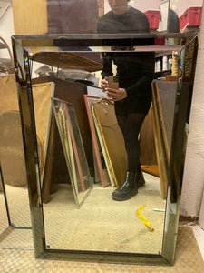 Smoked Black Glass Framed Mirror 24x36” tall