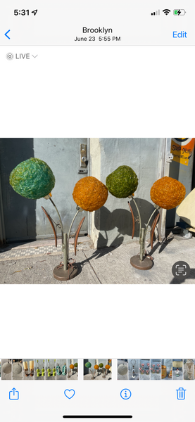 Orange and Green Spaghetti Table Lamps (Priced Individually)