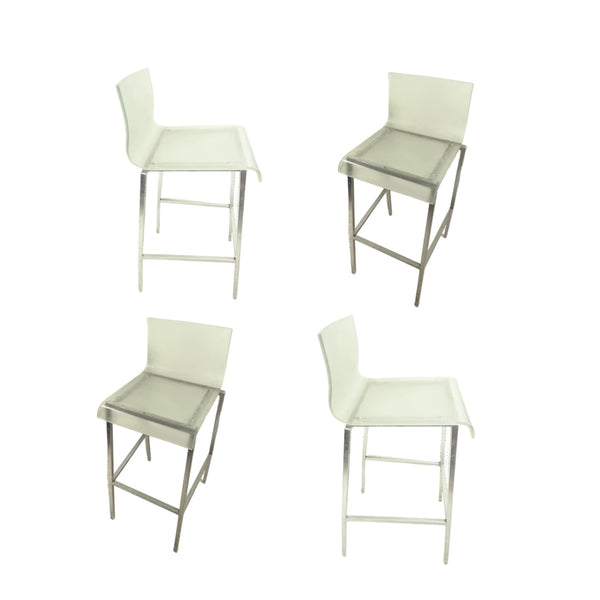 Pairs of Frosted Green Acrylic and Chrome Bar Stools  (There are 2 Pairs Available)