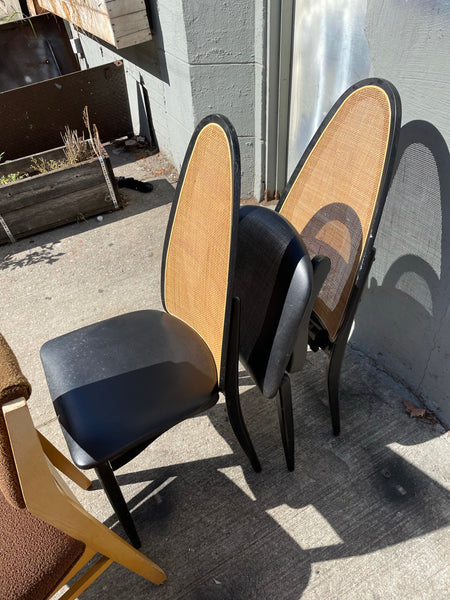 High-back Cane and Black Folding Stackmore Chairs