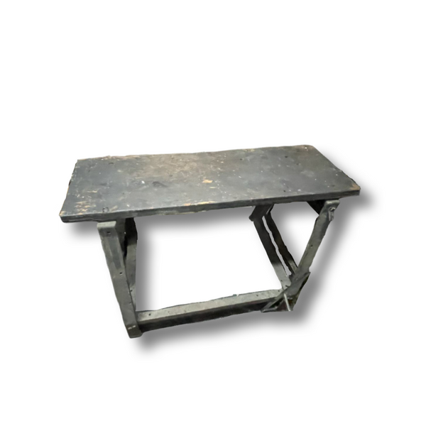 Industrial Tapered Metal Base And Wood Top Counter Height Desk or Work Bench Table