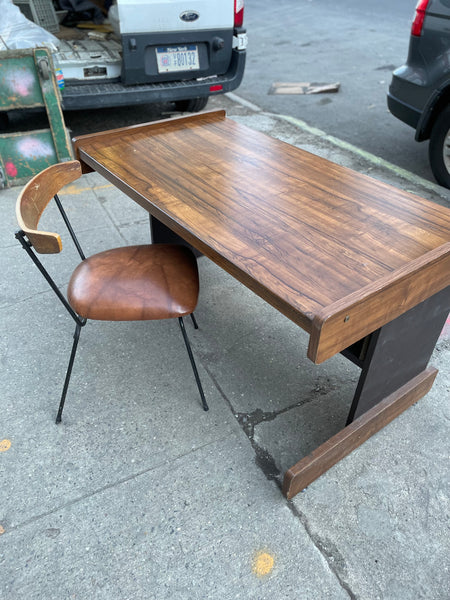 Postmodern Black and Wood Veneer Desk (Clifford Pascoe Desk Chair Sold Separately)