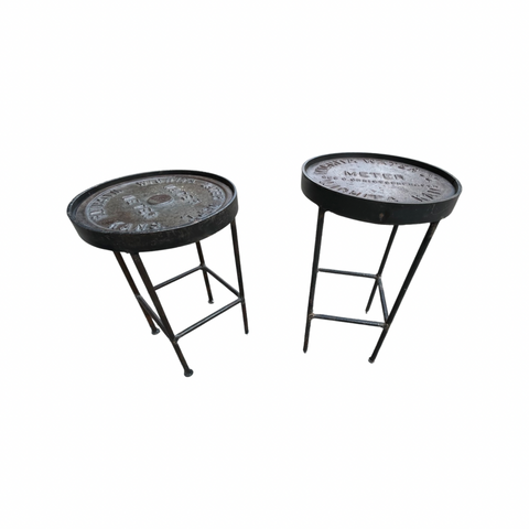 Pair of Wichita Water Meter Cover Industrial Stools or Plant Stands