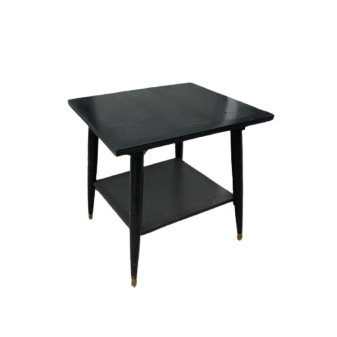 Swivel Top Black Square MCM Media Console Table or Accent Table