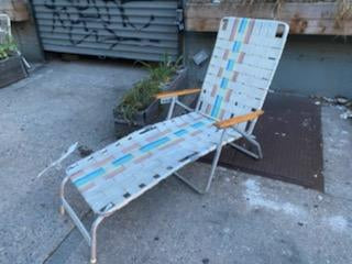 Vintage Webbed Outdoor Aluminum Folding Lounge Chairs - Various Colors Available