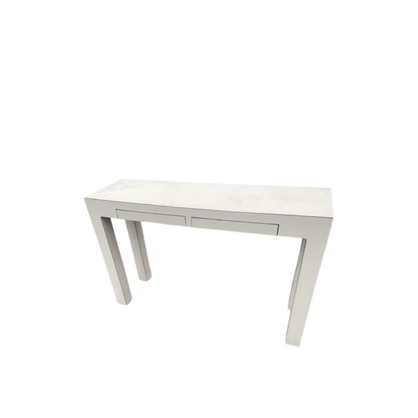 Postmodern White Console Table with 2 Drawers