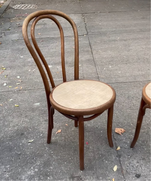 Pair of Thonet Style Bentwood Chairs with Faux Cane Seating