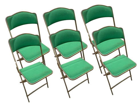 Set of 6 Brass Folding Chairs - Kelly Green