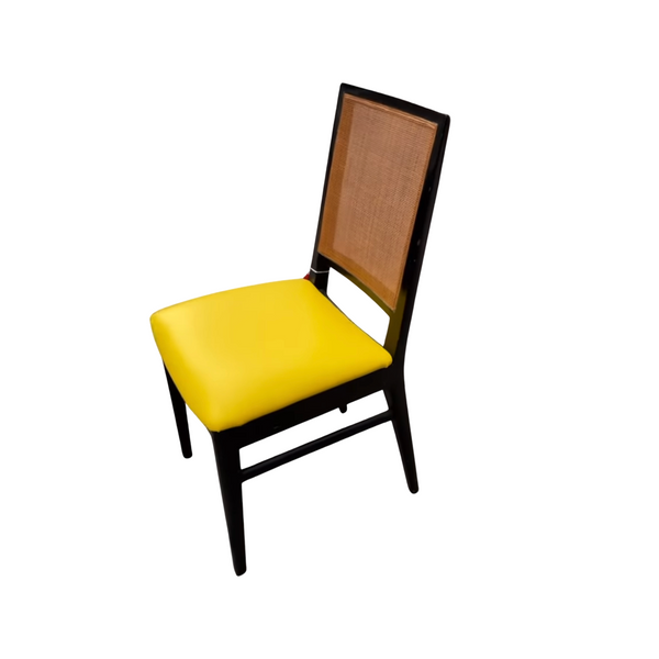 John Stuart Black and Yellow Cane Dining Chairs