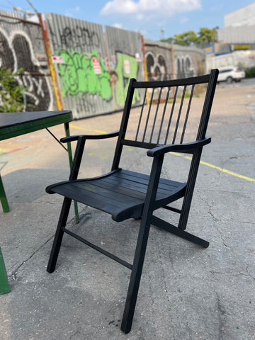 Pair of Black Folding Chairs and Green Asian Folding Table