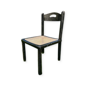 Cassina Style Antique Black and Cane Single Chair