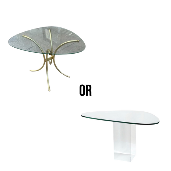 Guitar Pick Shaped Glass and Brass or Lucite Dining Table (Items Sold Separately Please Select the Glass and the Brass or Lucite Base Separately)