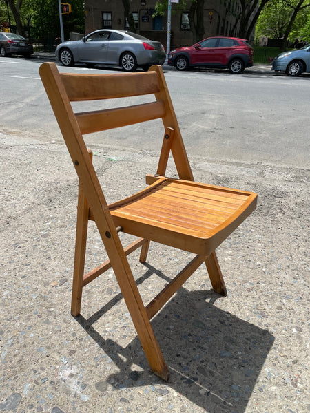 Medium Dark Wood Slatted Dining Chairs (Priced Individually)