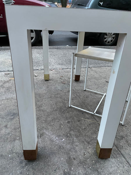 White and Brass Laminate Console Table