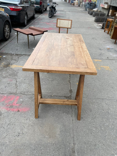 Rustic Wood Dining Table or Large Desk with Sawhorse Base (Chairs Sold Separately)