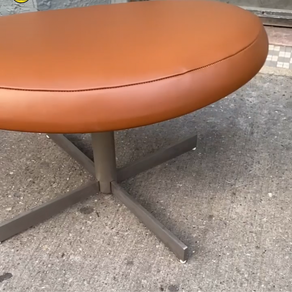 BoConcept Cognac Brown Leather Oval Ottoman - Made in Denmark