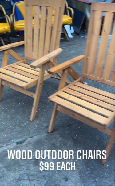 Pair of Vintage 1970s Outdoor IKEA Folding Adirondack Wood Chairs