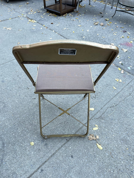 Set of 6 Brass Folding Chairs - Grey