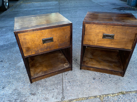 Pair of Solid Wood Two Toned Side Tables