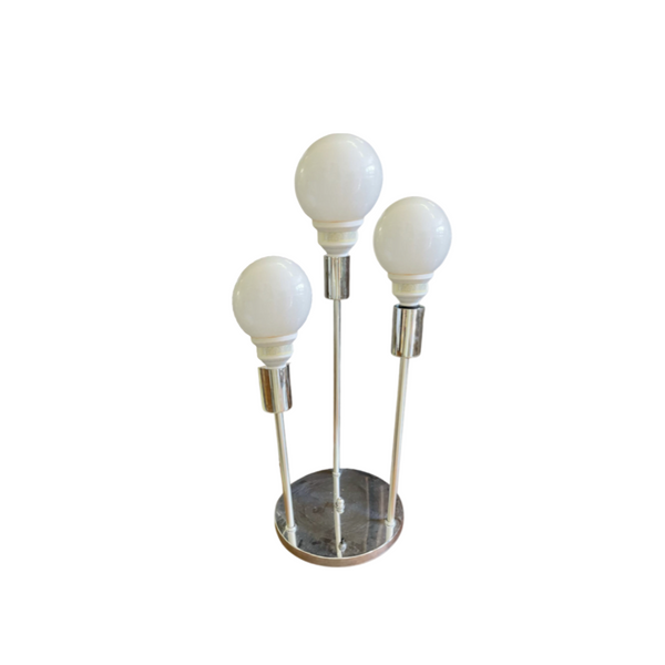 Sölken Style Opaline 3 Globe Chrome Table Lamp 70s
