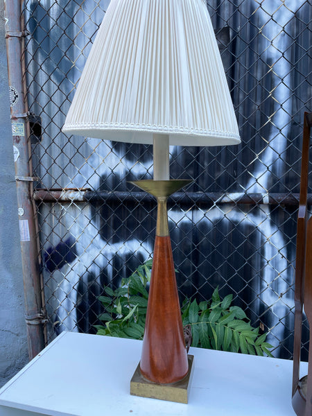 Tony Paulson Wood and Brass Table Lamp (Shade Not Included)