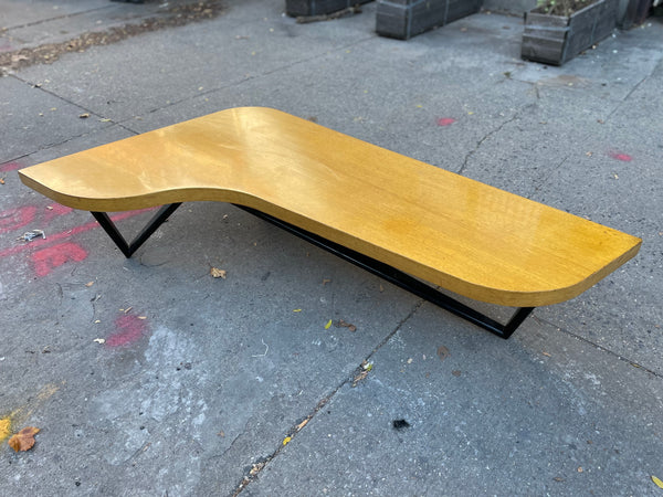 Paul Frankl Unique MCM Kidney Shaped Blonde and Black Wood Coffee Table