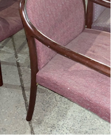 Set of Four Mauve Gunlock Rounded Wood Arm Chairs
