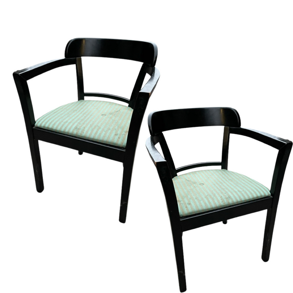 Pairs of Vintage Ikea Black Lacquer Dining Chairs